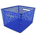 Romanoff Large Plastic Woven Basket 14.5H x 12W, Blue (ROM74204)
