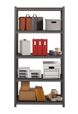 Iron Horse 3200 Concealed Rivet 5-Shelf Metal Stand Alone Shelving Unit, 36" W, Gray (20996)