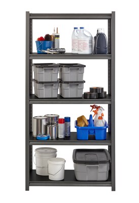 Iron Horse 3200 Concealed Rivet 5-Shelf Metal Stand Alone Shelving Unit, 36" W, Gray (20996)