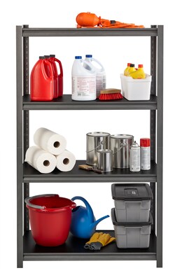 Iron Horse 3200 Concealed Rivet 4-Shelf Metal Stand Alone Shelving Unit, 36" W, Gray (20995)