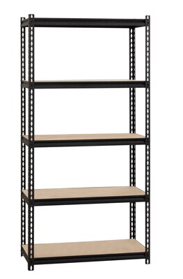 Iron Horse 2300 lb. Rivet Series 5-Shelf Metal/Particle Board Shelving Unit, 36" W, Black (20992)