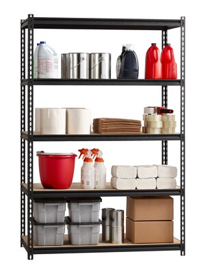 Iron Horse 2300 lb. Rivet Series 5-Shelf Metal/Particle Board Shelving Unit, 48" W, Black (20994)