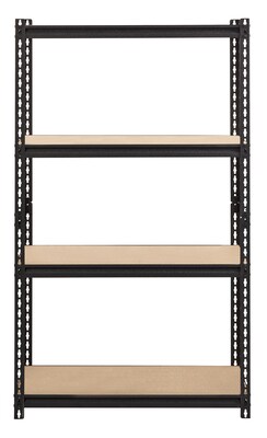 Iron Horse 2300 lb. Rivet Series 4-Shelf Metal/Particle Board Shelving Unit, 36 W, Black (20991)