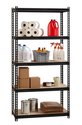 Iron Horse 2300 lb. Rivet Series 5-Shelf Metal/Particle Board Shelving Unit, 36" W, Black (20992)