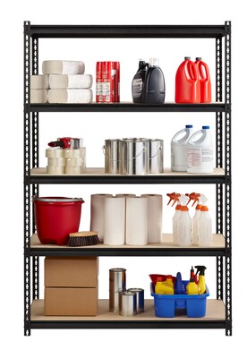 Iron Horse 2300 lb. Rivet Series 5-Shelf Metal/Particle Board Shelving Unit, 48" W, Black (20994)