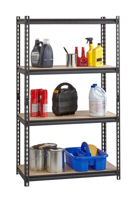 Iron Horse 2300 lb. Rivet Series 4-Shelf Metal/Particle Board Shelving Unit, 36" W, Black (20991)