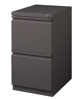 Hirsh HL10000 Series 2-Drawer Mobile Pedestal File Cabinet w/Full-Width Pull and Wheels, Letter-Width, Medium Tone, 20"D (19358)
