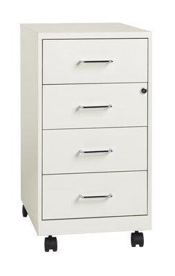 Space Solutions 4-Drawer Mobile Box Drawer Organizer for Office Supplies and Crafts, White, 18'' Deep (19537)