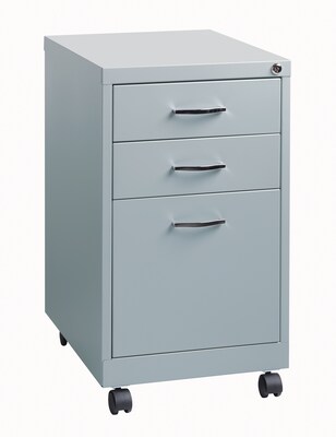 Space Solutions 3-Drawer Mobile File Cabinet with Wheels, Letter-Width, Platinum, 19'' Deep (21027)