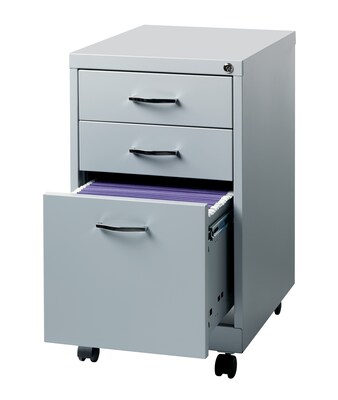 3-Drawer Metal File Cabinet, Platinum, 19" Deep (21027)