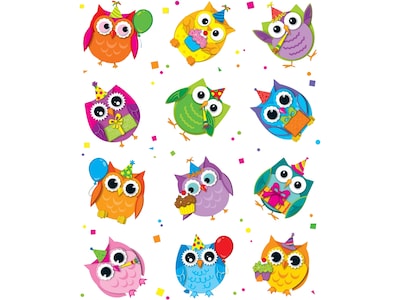 Carson-Dellosa Colorful Owls Stickers, Assorted, 72/Pack (168145)