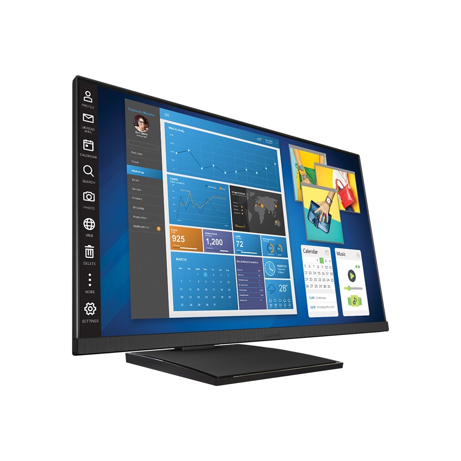 Planar Helium PCT2435 997-9363-00 24 LED Monitor, Black