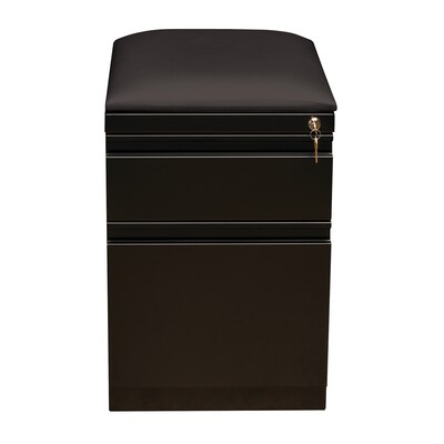 20" File Cabinet with  Seat and Wheels, 2 Drawers, Black