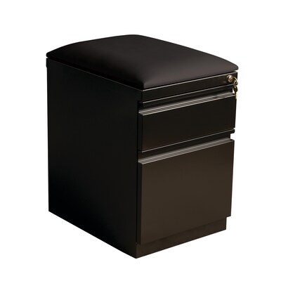 20" File Cabinet with  Seat and Wheels, 2 Drawers, Black