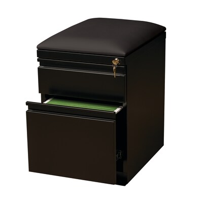 20" File Cabinet with  Seat and Wheels, 2 Drawers, Black