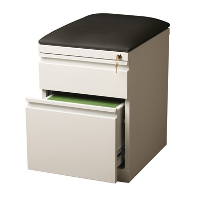 2-Drawer File Cabinet with Seat and Wheels, White, 20 Deep (19334)