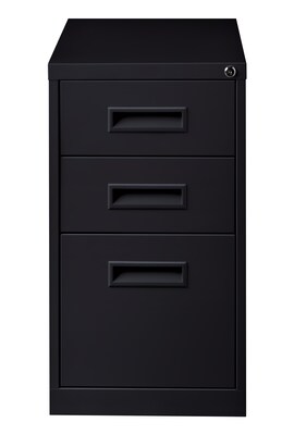 3-Drawer Mobile File Cabinet with Wheels, Black, 19" Deep (19528)