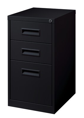 3-Drawer Mobile File Cabinet with Wheels, Black, 19" Deep (19528)