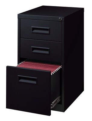 3-Drawer Mobile File Cabinet with Wheels, Black, 19" Deep (19528)