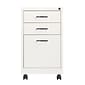 3-Drawer Metal File Cabinet on Wheels, White, 19" Deep (21028)