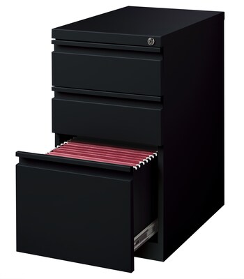 3-Drawer Mobile Pedestal File Cabinet, Letter-Size, Black, 23" Deep (19303)