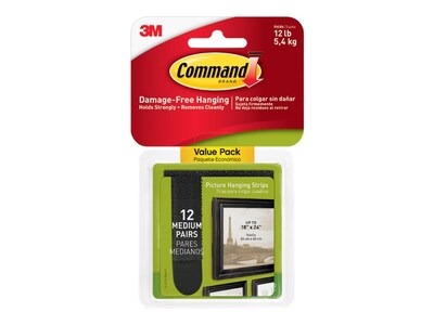Command Medium Picture Hanging Strips, 12-Pairs (24-Command Strips) (17204BLK12ES)