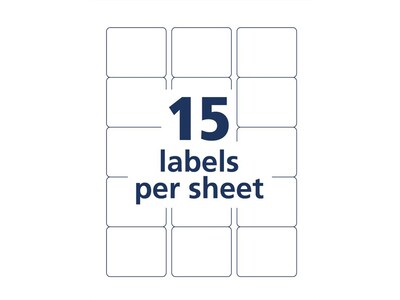 Avery Astrobrights Laser/Inkjet Multipurpose Labels, 2" x 2 5/8", Assorted Colors, 15 Labels/Sheet, 10 Sheets/Pack (4331)