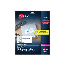 Avery Easy Peel Laser Shipping Labels, 2 x 4, White, 10 Labels/Sheet, 25 Sheets/Pack (6528)