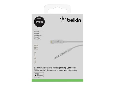 Belkin Lightning Audio Cable for iPhone/iPad/iPod Touch, White (AV10172bt06-WHT)