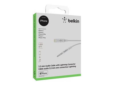 Belkin Lightning Audio Cable for iPhone/iPad/iPod Touch, White (AV10172bt06-WHT)