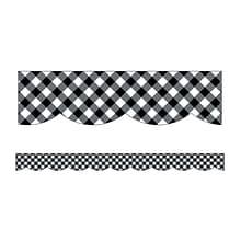 Schoolgirl Style Woodland Whimsy Black & White Gingham Scalloped Borders, 13/Pack (108363)