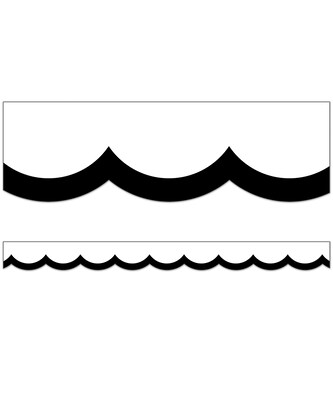 Schoolgirl Style Simply Stylish Black & White Wavy Line Scalloped Borders, 13/Pack (108357)