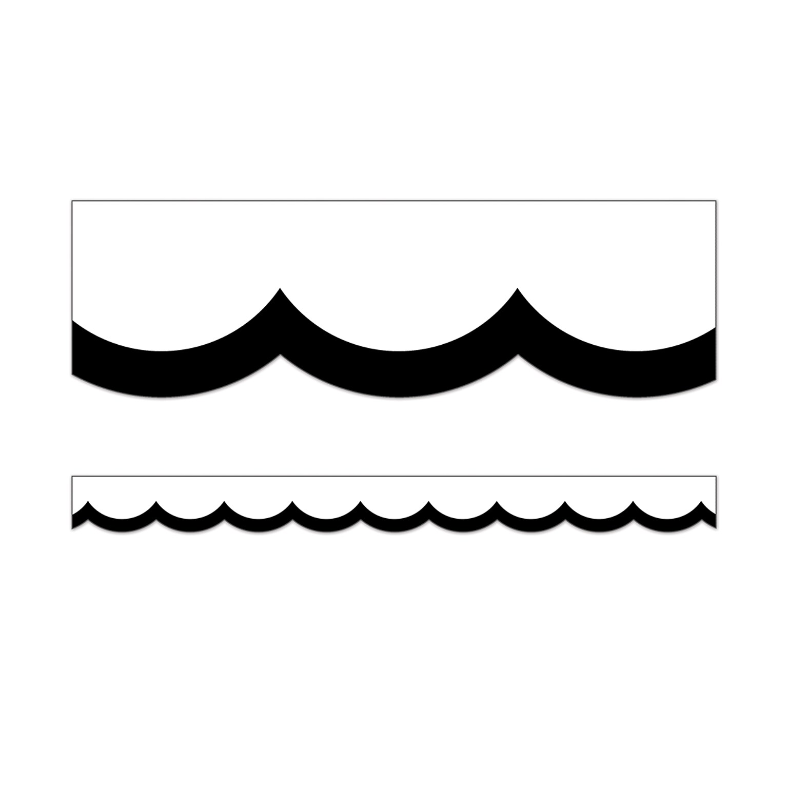Schoolgirl Style Simply Stylish Black & White Wavy Line Scalloped Borders, 13/Pack (108357)