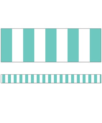 Schoolgirl Style Simply Stylish Turquoise Stripe Straight Borders, 12/Pack (108356)