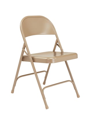 NPS #51 Standard All-Steel Folding Chairs, Beige/Beige - 4 Pack