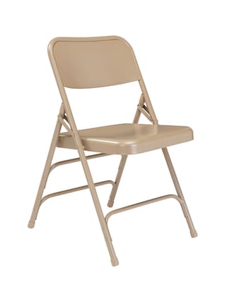 NPS #301 Premium All-Steel  Brace Double Hinge Folding Chairs, Beige/Beige - 4 Pack