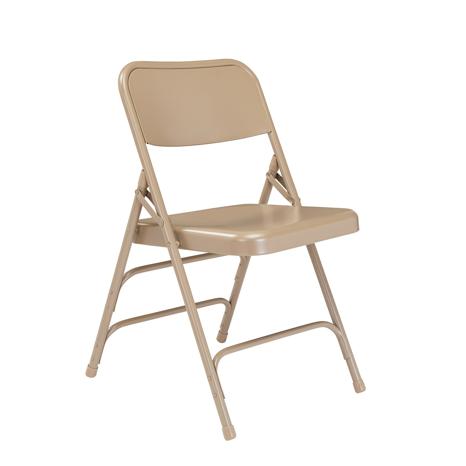 NPS #301 Premium All-Steel  Brace Double Hinge Folding Chairs, Beige/Beige - 4 Pack