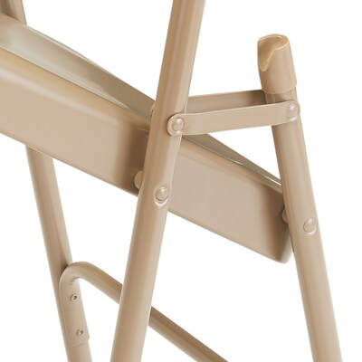 NPS #301 Premium All-Steel  Brace Double Hinge Folding Chairs, Beige/Beige - 4 Pack