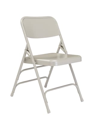 NPS #302 Premium All-Steel  Brace Double Hinge Folding Chairs, Grey/Grey - 4 Pack