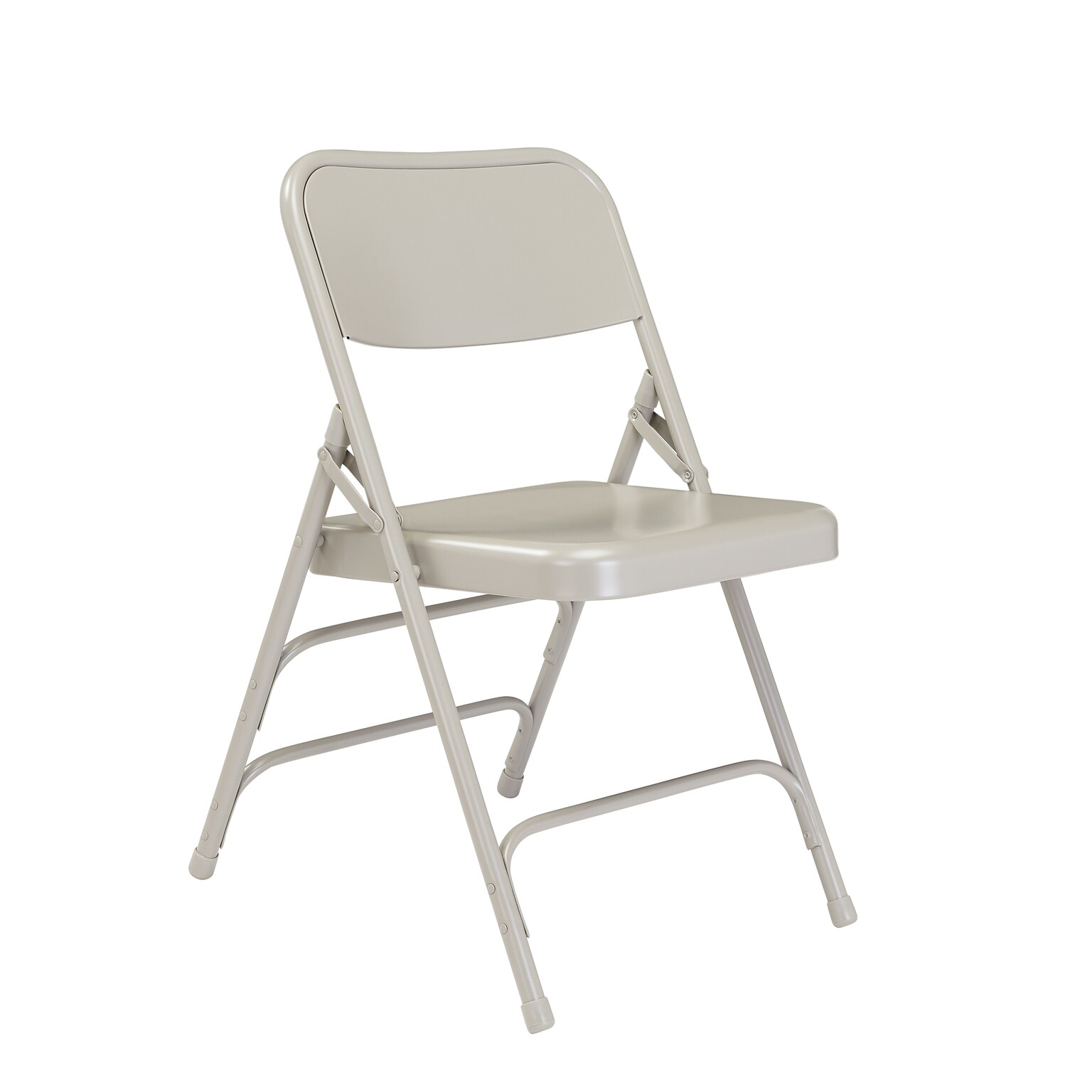 NPS #302 Premium All-Steel  Brace Double Hinge Folding Chairs, Grey/Grey - 4 Pack