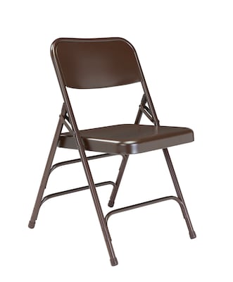 NPS #303 Premium All-Steel  Brace Double Hinge Folding Chairs, Brown/Brown - 4 Pack