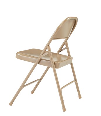 NPS #51 Standard All-Steel Folding Chairs, Beige/Beige - 4 Pack