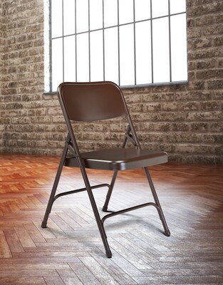 NPS #203 Premium All-Steel Folding Chairs, Brown/Brown - 4 Pack