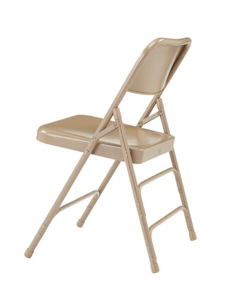 NPS #301 Premium All-Steel  Brace Double Hinge Folding Chairs, Beige/Beige - 4 Pack