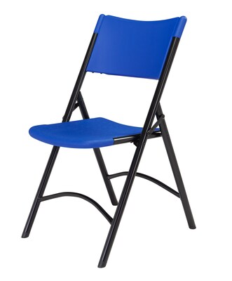 NPS #604 Blow Molded Folding Chairs, Blue/Black - 4 Pack