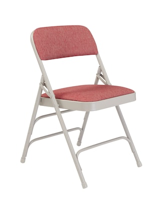 NPS #2308 Fabric Padded Triple Brace Double Hinge Premium Folding Chairs, Majestic Cabernet/Grey - 4