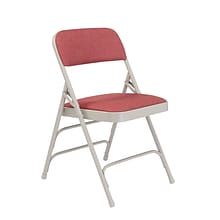 NPS #2308 Fabric Padded Triple Brace Double Hinge Premium Folding Chairs, Majestic Cabernet/Grey - 4