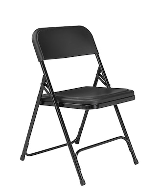 National Public Seating Premium Lightweight Folding Chair, Black/Black 4/Pack