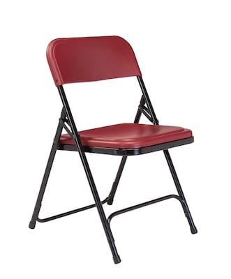 NPS #818 Premium Light-Weight Plastic Folding Chairs, Burgundy/Black - 4 Pack