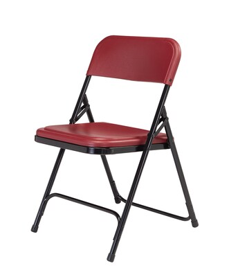 NPS #818 Premium Light-Weight Plastic Folding Chairs, Burgundy/Black - 4 Pack